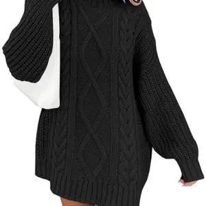 Fall Cable Knit Long Sleeve Chunky Casual Dresses Pullover Tops