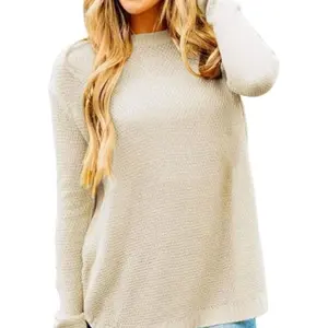 MEROKEETY Women's Long Sleeve Oversized Crew Neck Solid Color Knit Pullover Sweater Tops